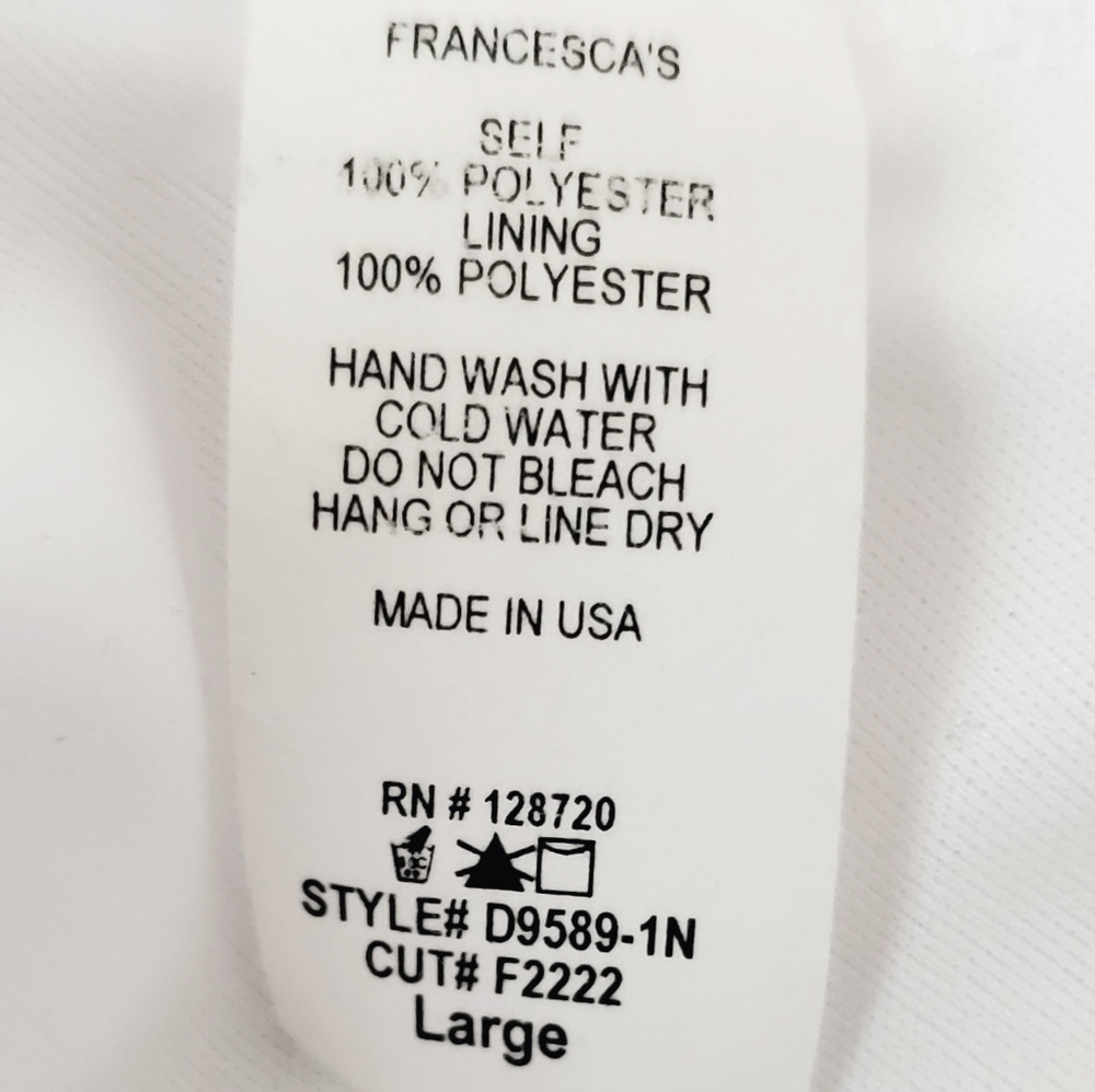 Francesca's ruffle v neck racerback sleeveless white dress size large - Picture 5 of 7